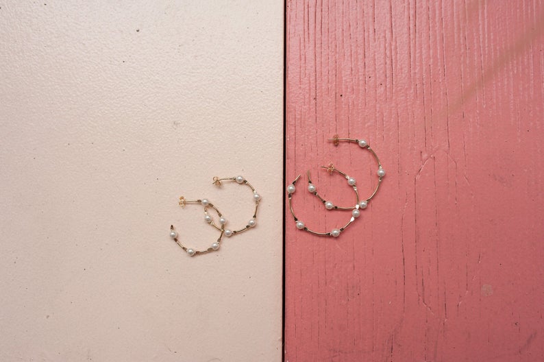 Pear Hoop Earrings (K53)