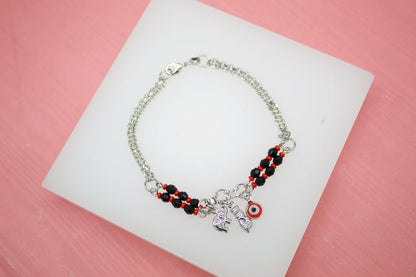 18K Gold Filled Azabache Chain Bracelet With Elephant, Evil Eye, Protection Charm