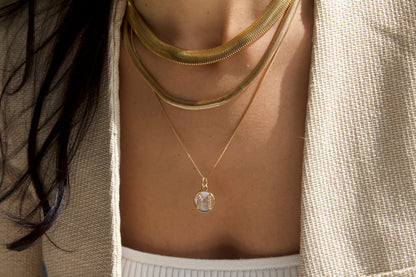 Round Letter A-Z Letter Pendant With CZ Stones