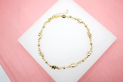Elephant Bracelet With Gold Beads