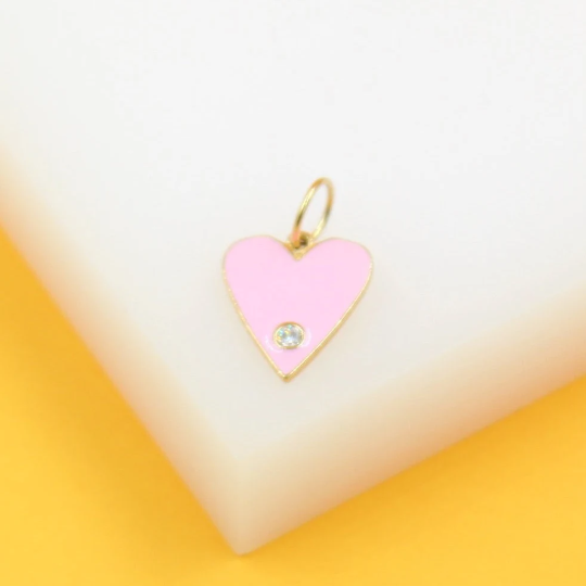 18K Gold Filled Gold Heart Enamel Star Pendant Charm