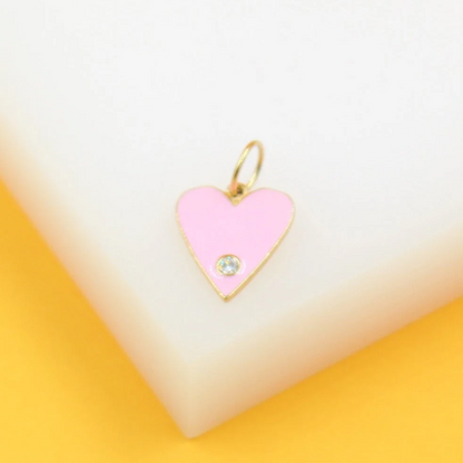 18K Gold Filled Gold Heart Enamel Star Pendant Charm