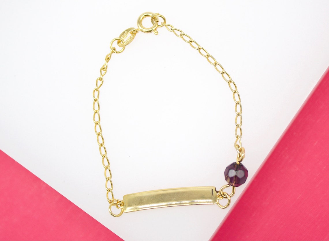 Gold Filled Synthetic Crystal Bracelet With Plate