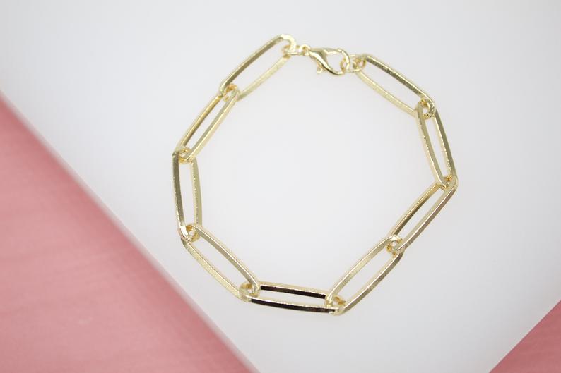 18K Gold Filled PaperClip Chain Bracelet