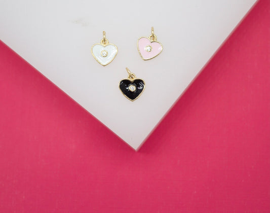 18K Gold Filled Heart Pendant Charm With CZ Stone