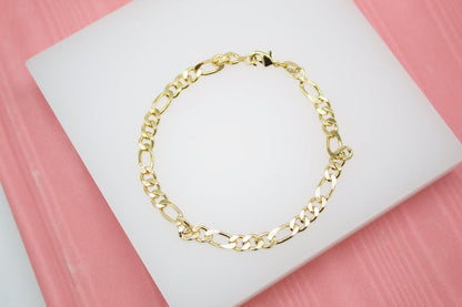 18K Gold Filled Figaro 5mm Link Chain Bracelet