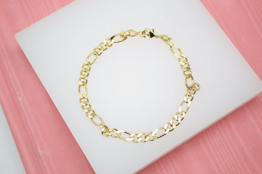 18K Gold Filled Figaro 5mm Link Chain Bracelet