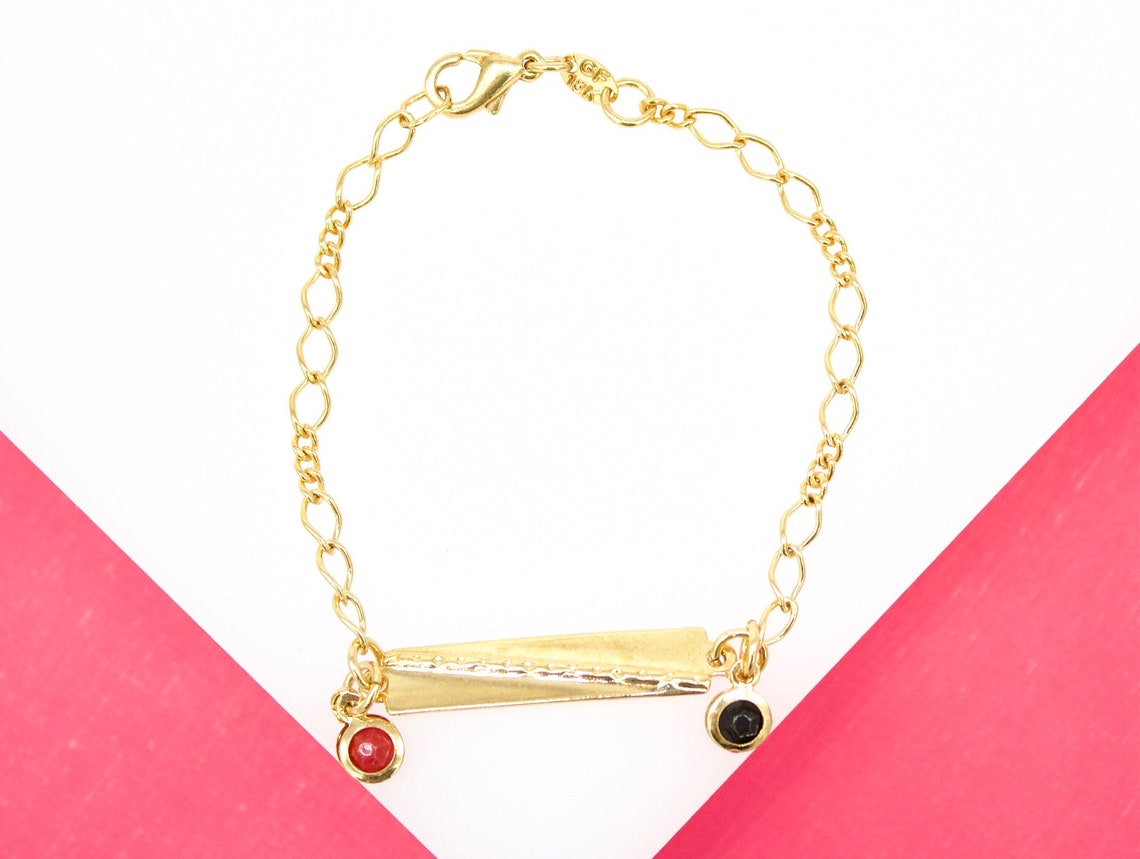 Gold Filled Designed Bracelet With Dangle Plate