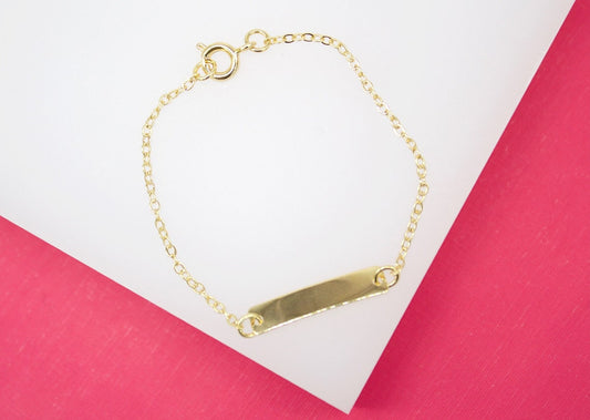 Gold Filled Rolo Bracelet With Plain Plate