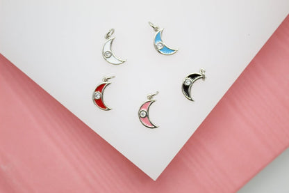18K Gold Filled Enamel Moon Pendant