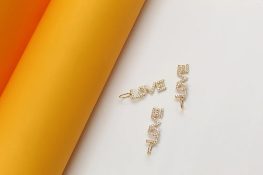 Gold Love Pendant With Zirconia Stones For 18K Gold Filled