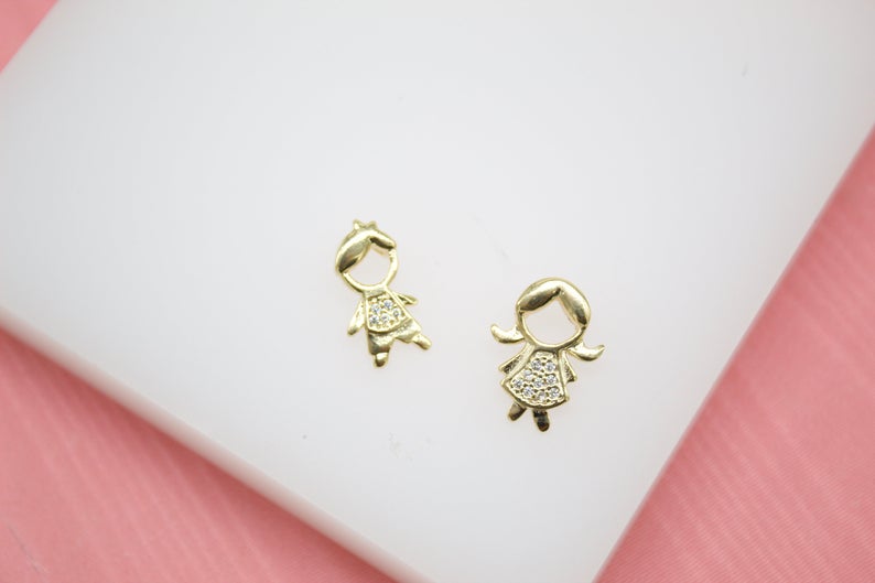 18K Gold Filled Girl & Boy Pendant