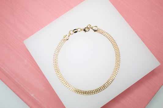 18K Gold Filled Double Cuban Link 4mm Chain Bracelet