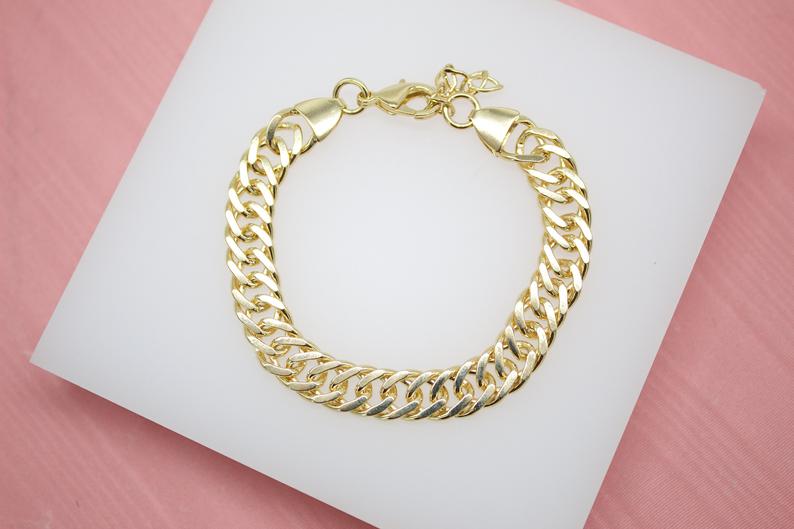 9mm Double Curb Cuban Link Bracelet Chain