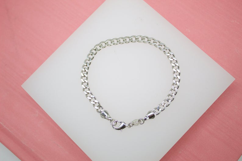 4mm Cuban Curb Link Chain Bracelet