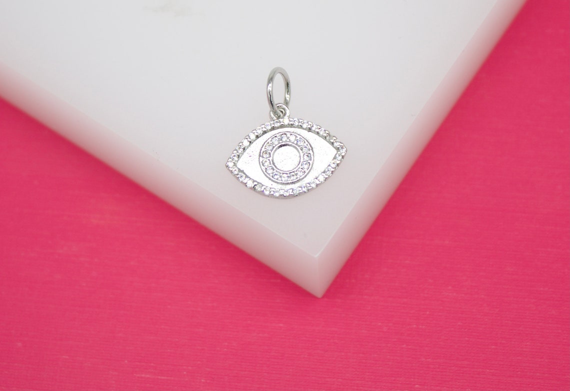 18K Gold Filled Evil Eye Charms With CZ Stones Outline