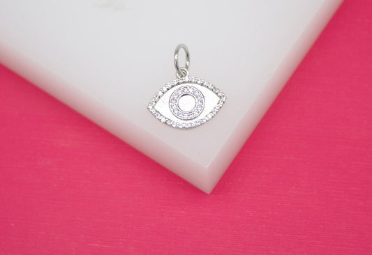 18K Gold Filled Evil Eye Charms With CZ Stones Outline