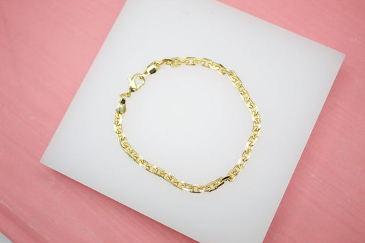18K Gold Filled 4mm Small Thick PaperClip Bracelet