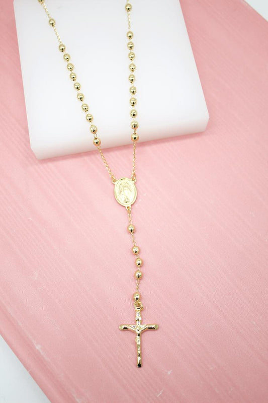 Round Catholic Rosary with Jesus Crucifix & Virgin Mary Charm (F103A)