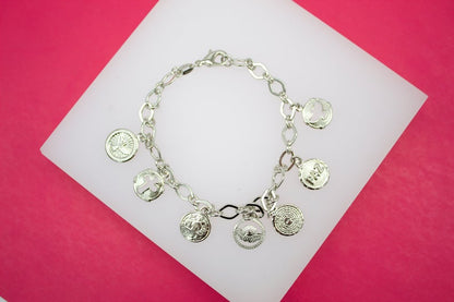 18K Gold Filled Christian Coin Religious Charm Bracelet