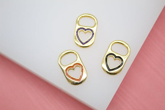 18K Gold Filled Soda Pull Tab Heart Shape Pendant