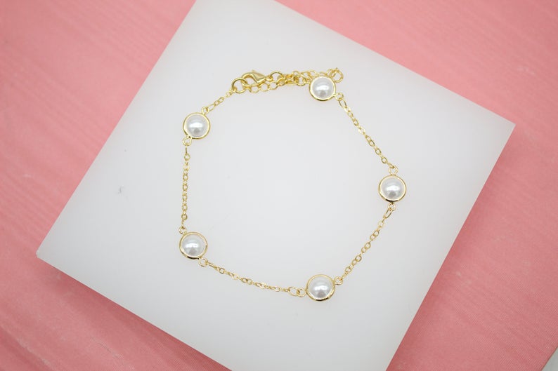 Pearl Rolo Chain Bracelet
