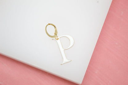 18K Gold Filled Enamel Color Letter A-Z Letter Pendant French Hook