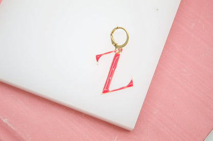 18K Gold Filled Enamel Color Letter A-Z Letter Pendant French Hook