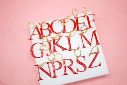 18K Gold Filled Enamel Color Letter A-Z Letter Pendant French Hook