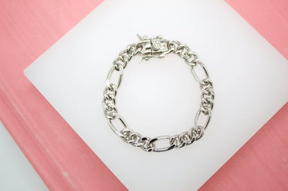 18K Gold Filled Figaro 7mm Link Chain Bracelet