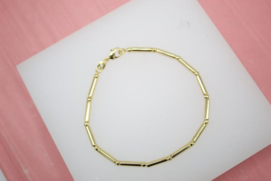 18K Gold Filled Bead Bar Chain Bracelet