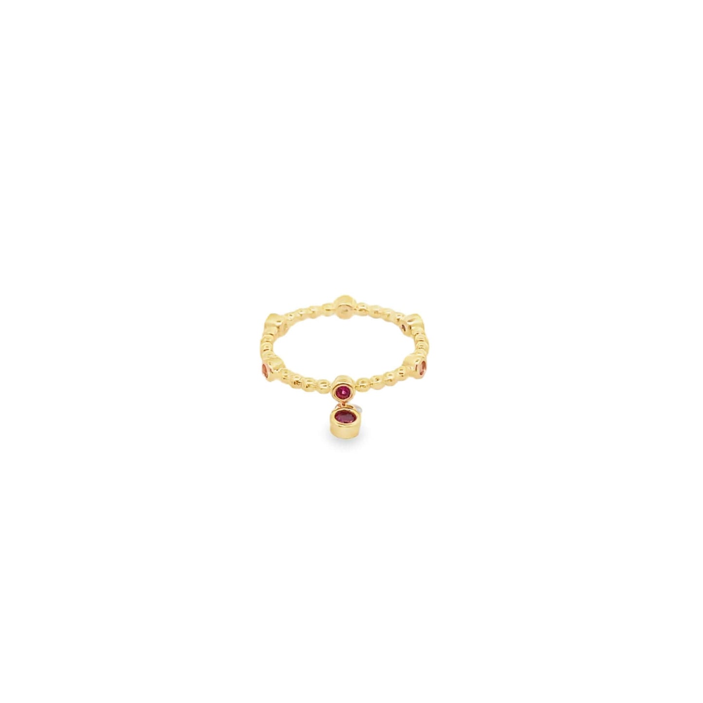 Multicolor CZ Stone Ball Charm Bead Ring