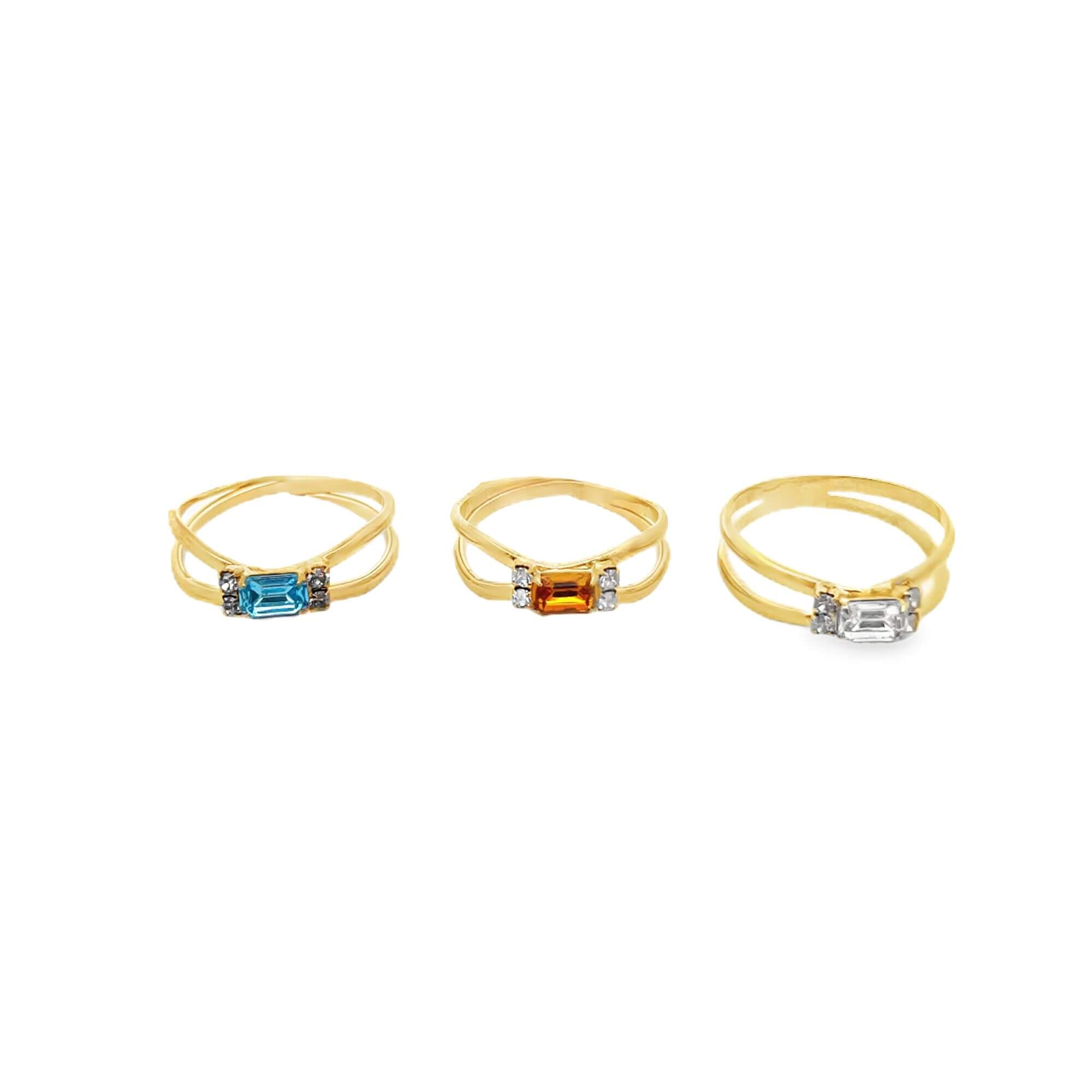 Dual Band Colorful CZ Stone Ring – Vyolett