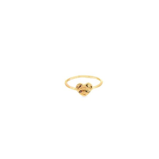 Thin Crumpled Heart Charm Ring