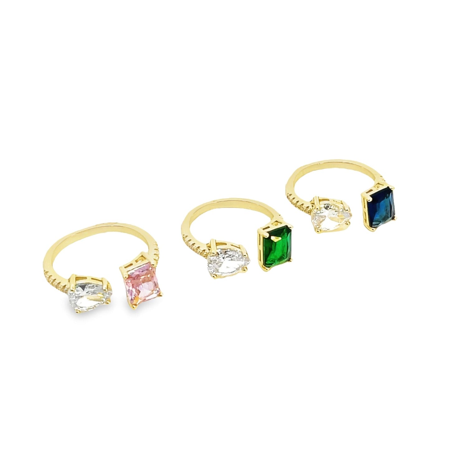 Cube and Waterdrop CZ Open Ring