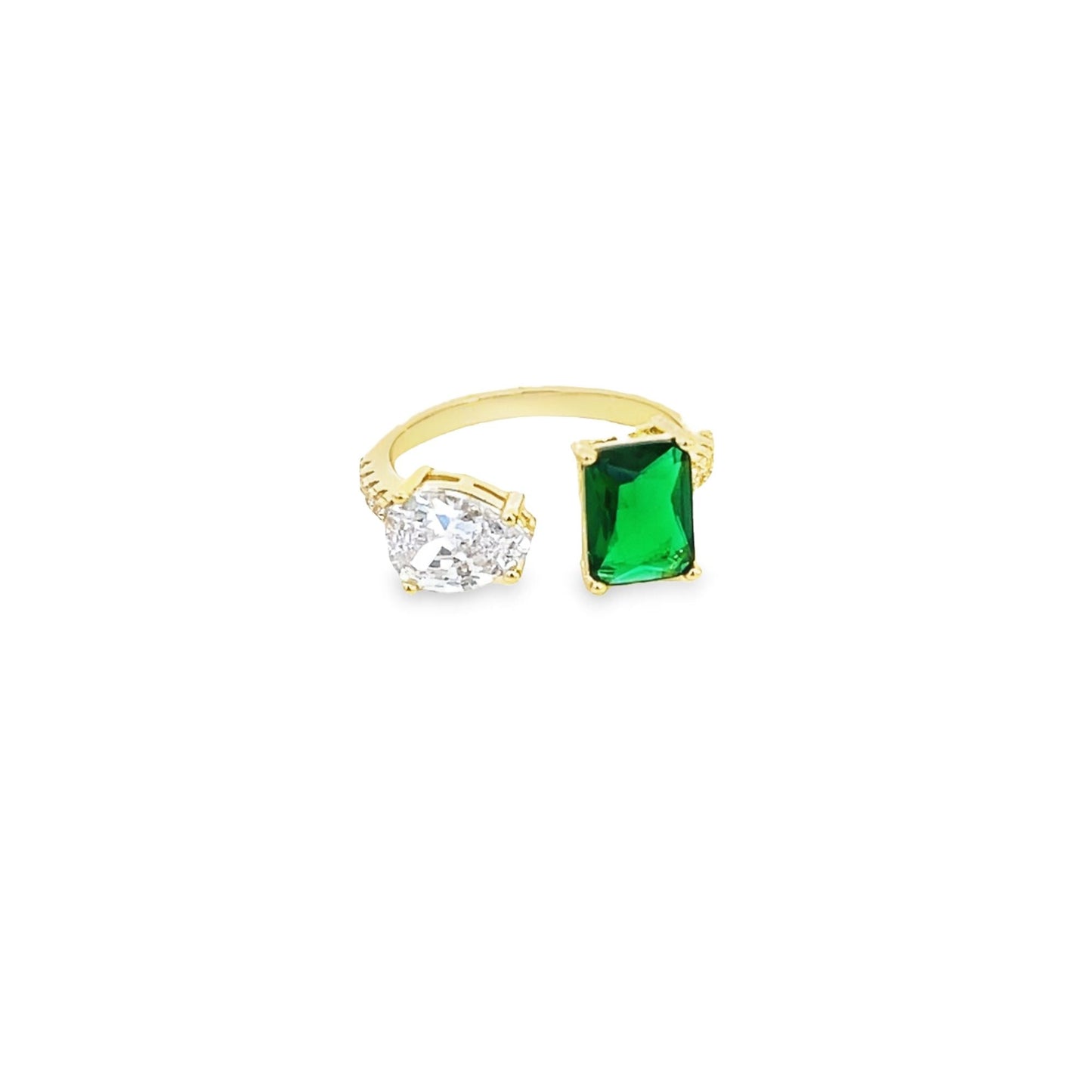 Cube and Waterdrop CZ Open Ring