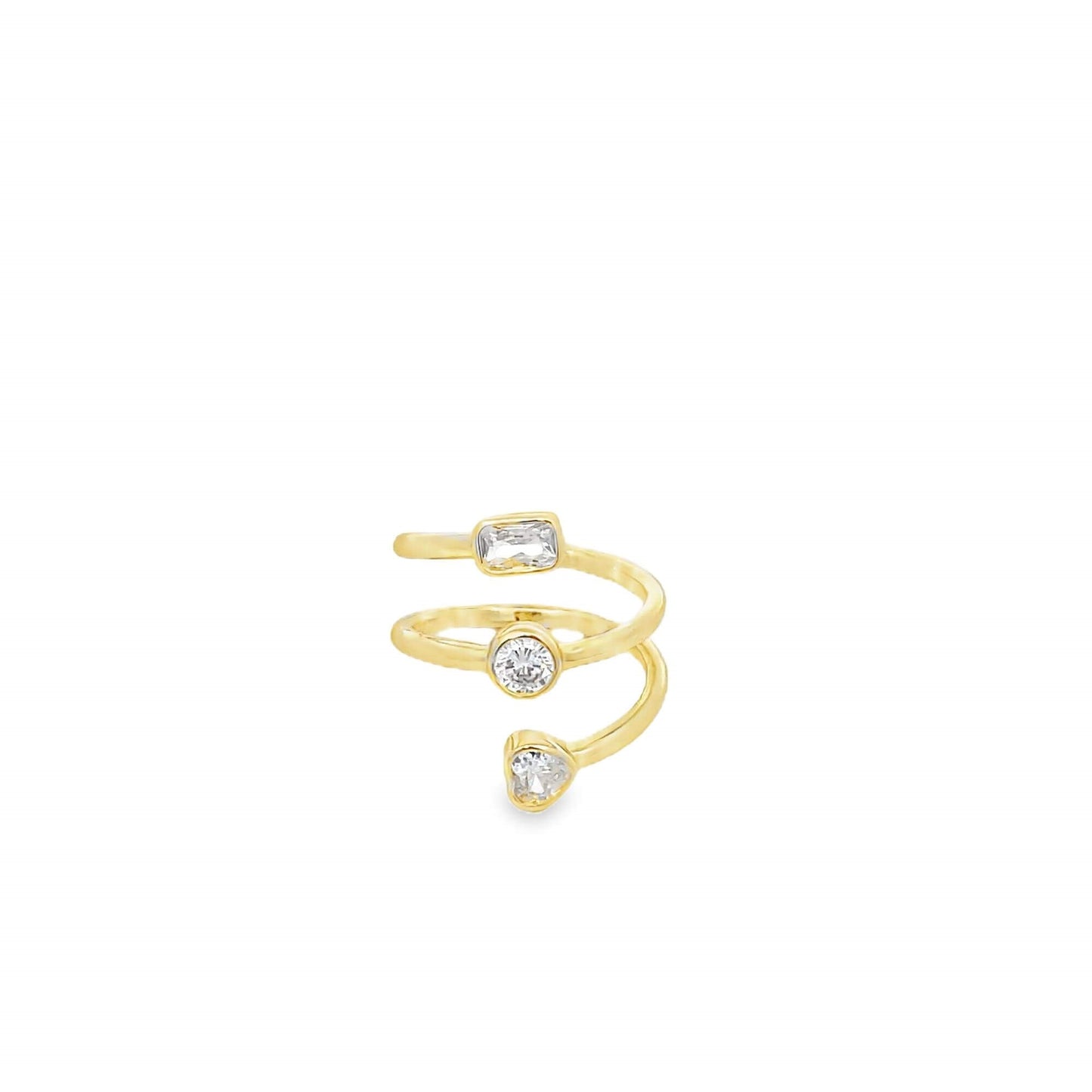 CZ Multi Shape Charms Wrap Ring