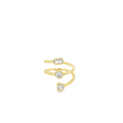 CZ Multi Shape Charms Wrap Ring