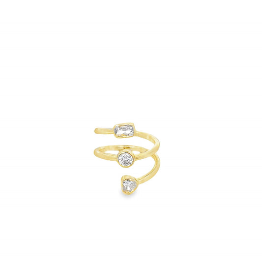 CZ Multi Shape Charms Wrap Ring