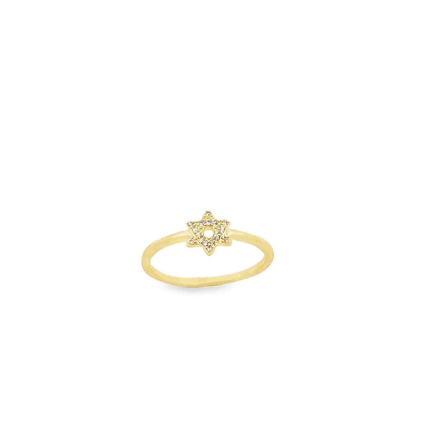 Slim CZ Pave Star of David Ring
