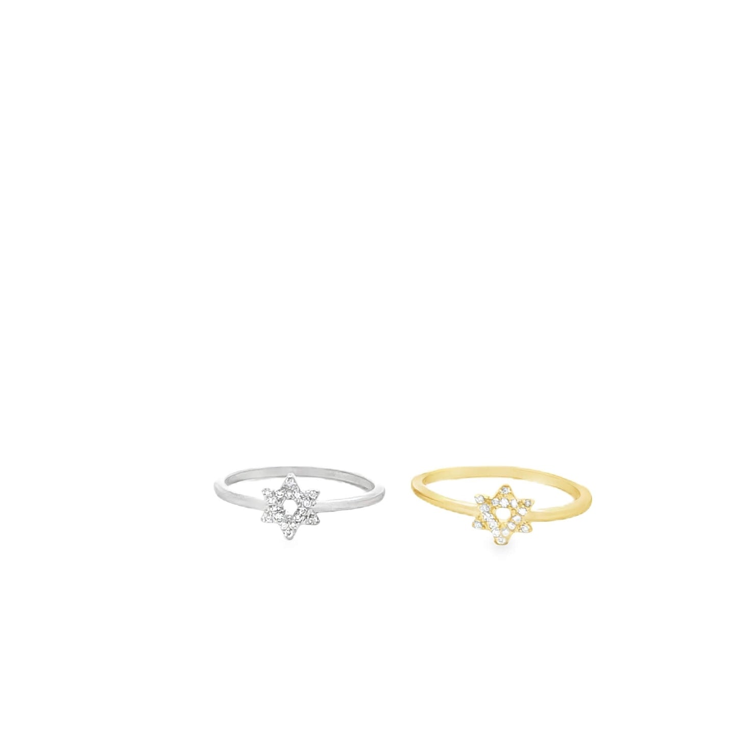 Slim CZ Pave Star of David Ring