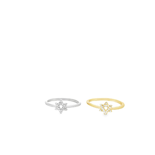 Slim CZ Pave Star of David Ring