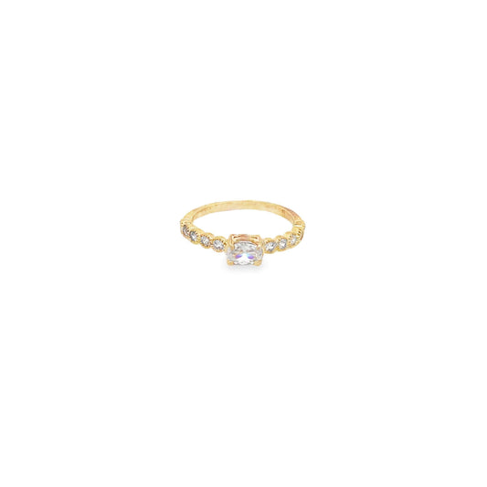 Round CZ Prong Charm Ring