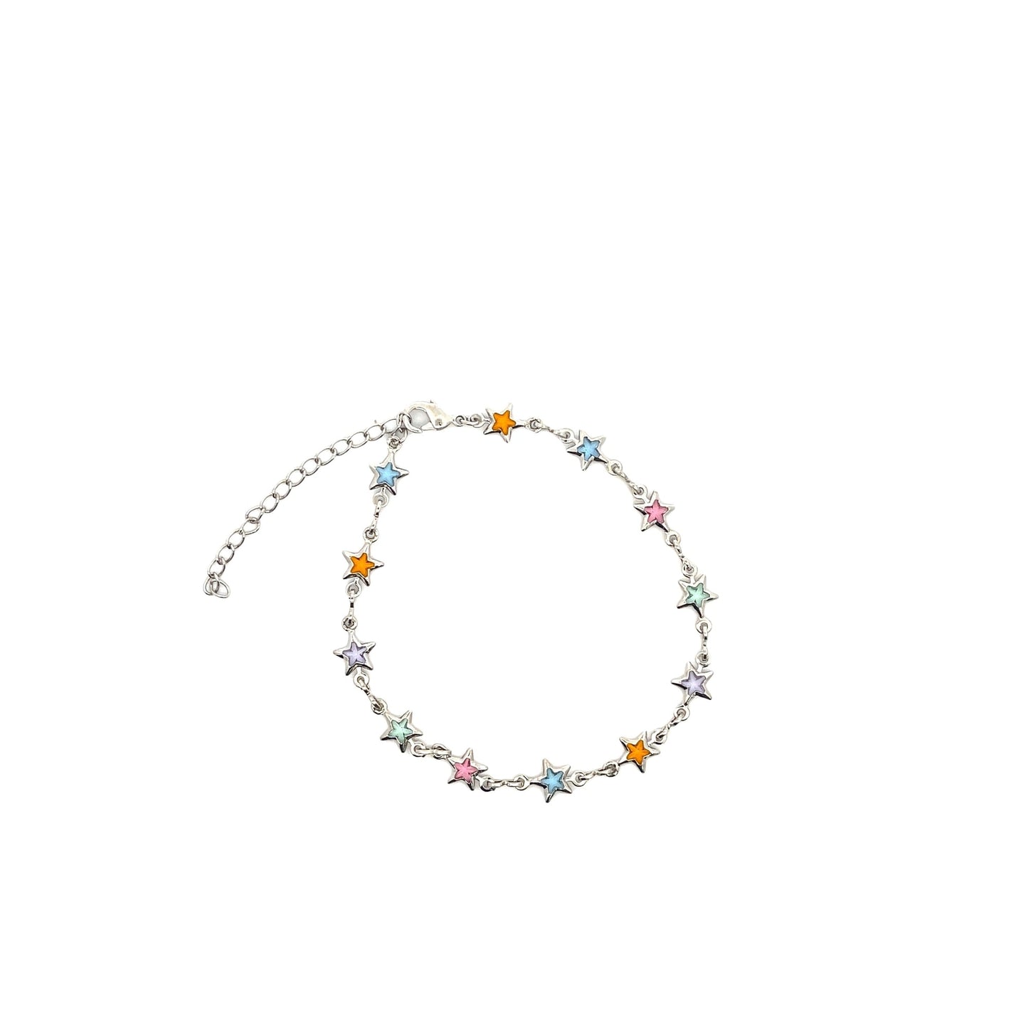 Multicolor Star CZ Stone Charm Bracelet