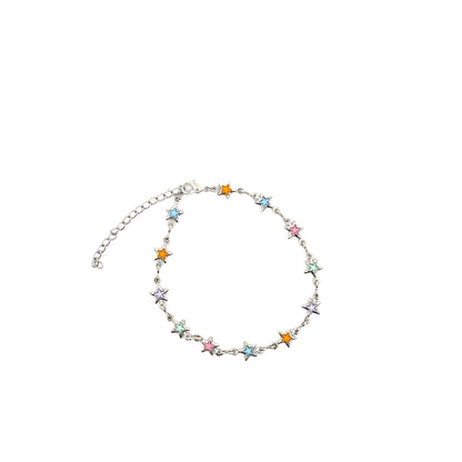 Multicolor Star CZ Stone Charm Bracelet