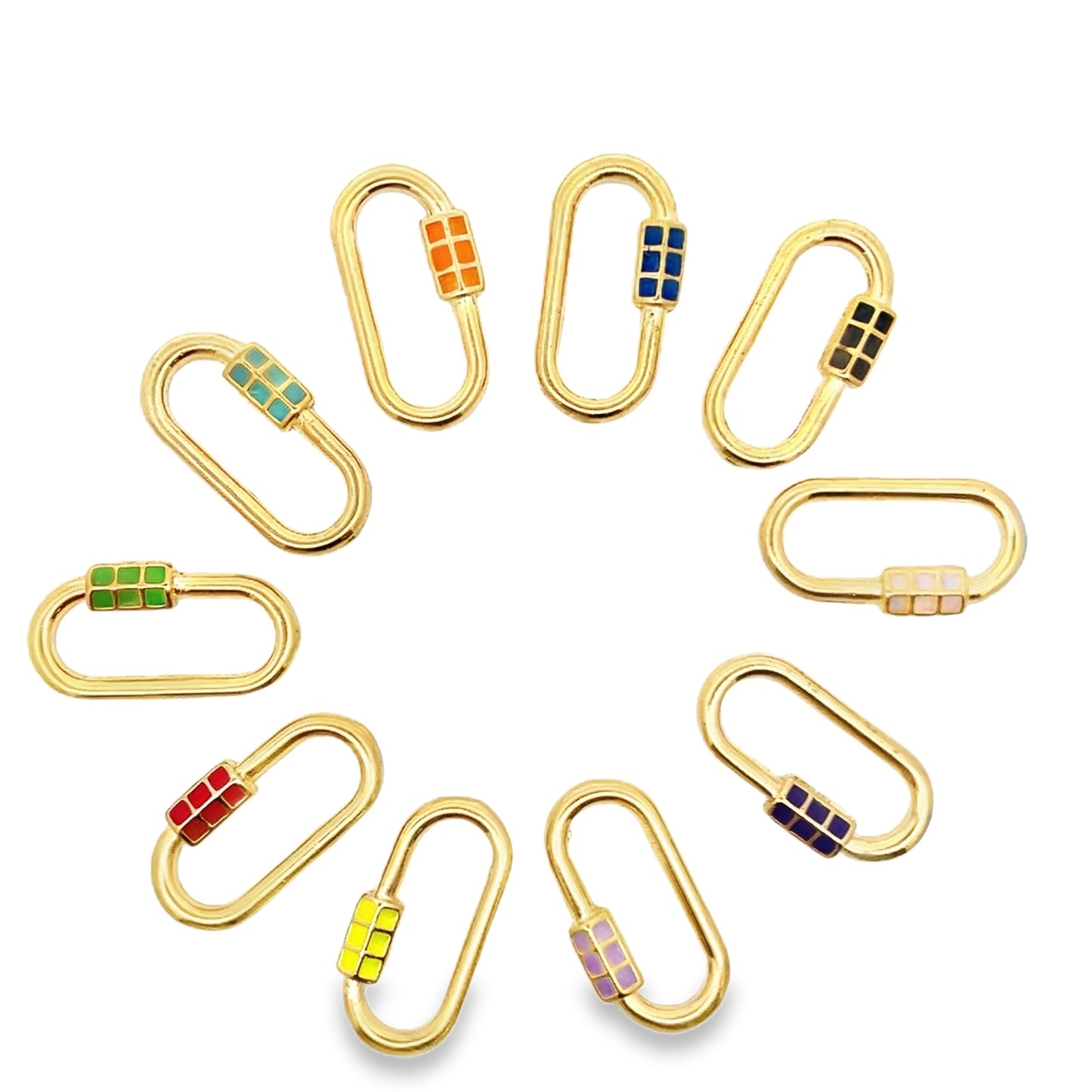 18K Gold Filled Carabiner Lock Pendant Charm Multicolor