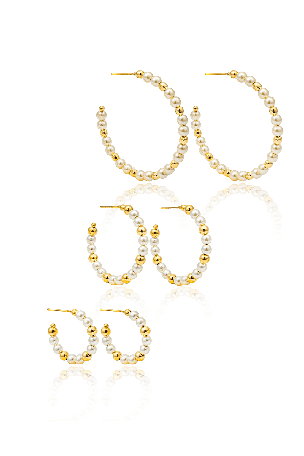 4mm Pearl and Bead Accent Open Hoops
