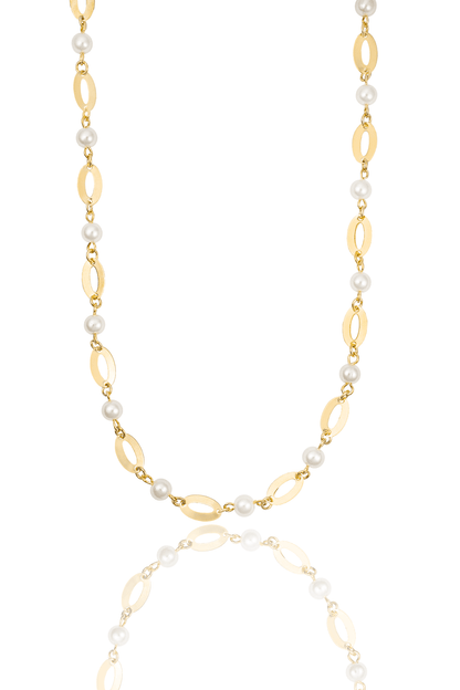 Oval Charm Link Pearl Bracelet