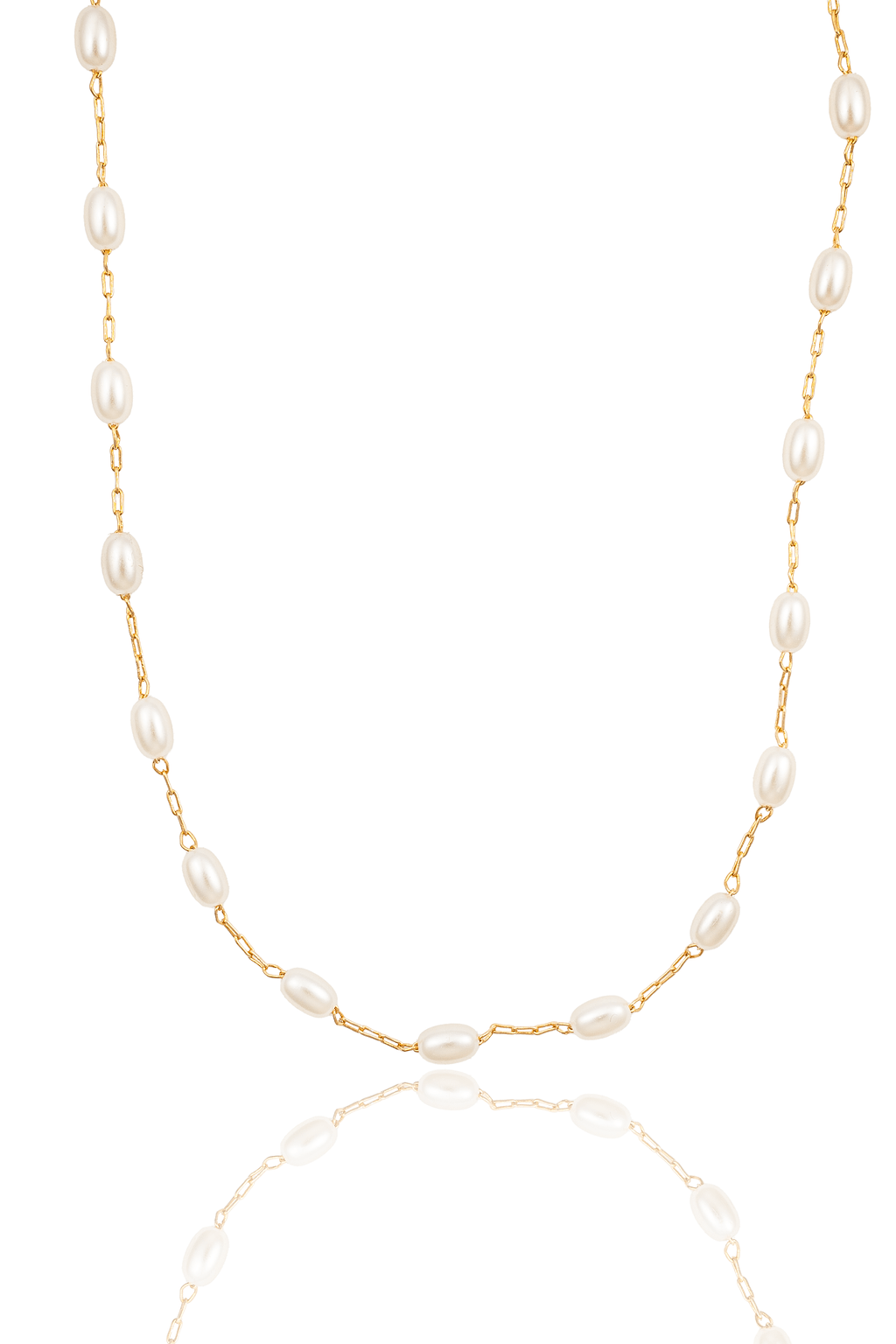Paperclip Chain Linked Oval Pearl Bracelet