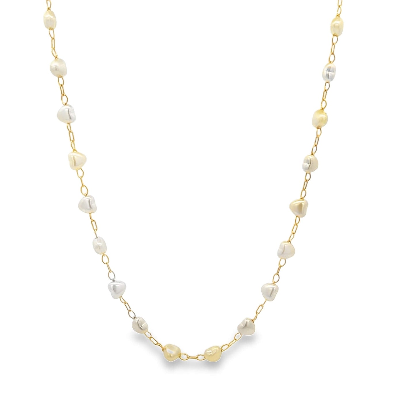 Tiny Heart Shaped Pearl Charm Link Bracelet